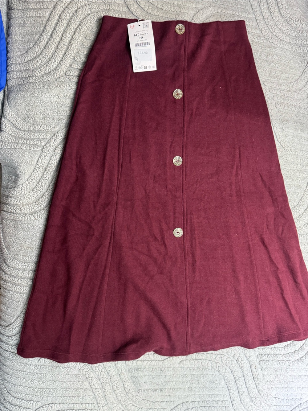 Zara Maroon Knit Cardigan with Textured Gold Button